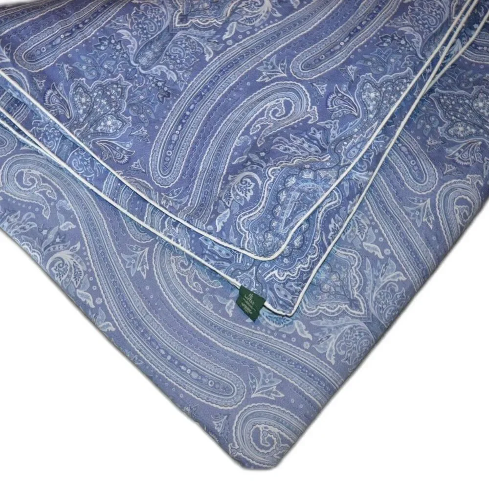 Ralph Lauren Putney Paisley Blue Full Queen Comforter Bedspread Rare Cover